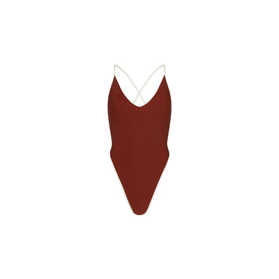 Plunge Cross Back One Piece - Cinnamon Sugar