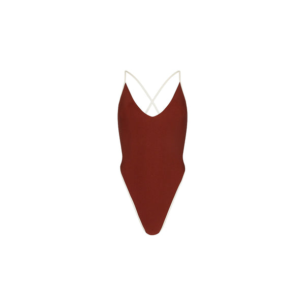Plunge Cross Back One Piece - Cinnamon Sugar –Kulani Kinis