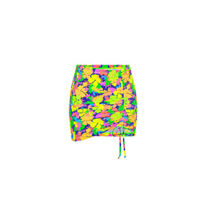 Ruched Tie Mini Skirt - Neon Sunset