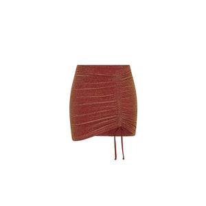 Ruched Tie Mini Skirt - Cinnamon