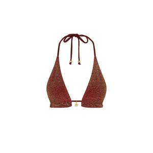 Frill Halter Bralette Bikini Top - Cinnamon