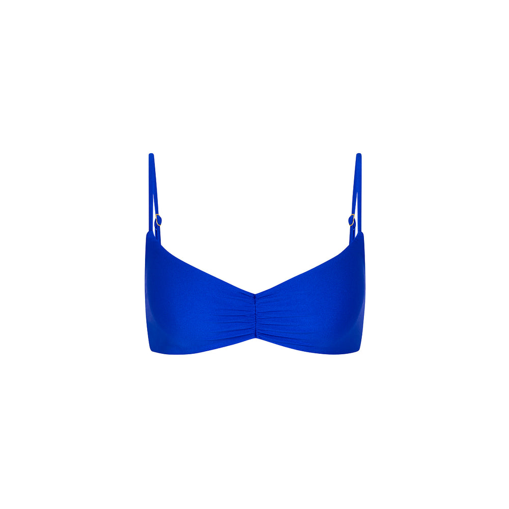 Gathered Mini Crop Bikini Top - Blue Lagoon