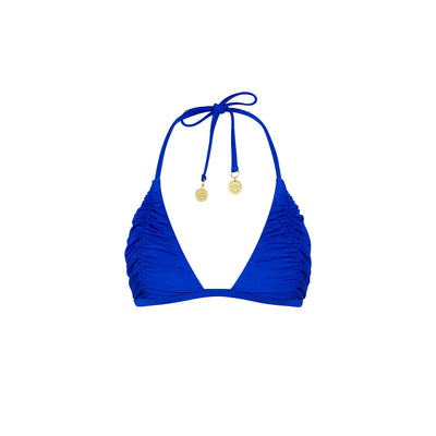 Gathered Stitch Bralette Bikini Top - Blue Lagoon