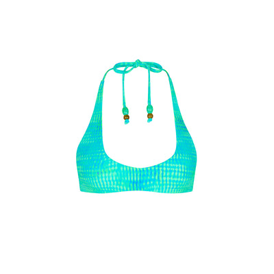 Scoop Mini Halter Crop Bikini Top - Summer Seas