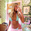 Decorative Bind Halter Bikini Top - Mint Macaron