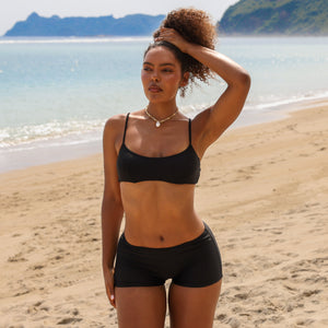 Invisible Underwire Crop Bikini Top - Twilight Black