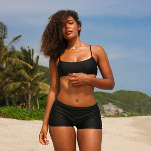 Invisible Underwire Crop Bikini Top - Twilight Black