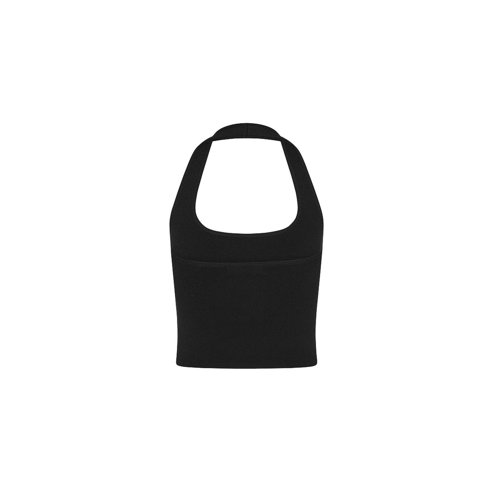 Knit Halter Tank Top - Twilight Black
