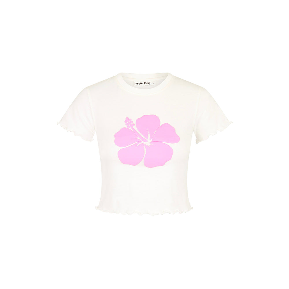 Lettuce Cropped Mini Tee - Whipped White