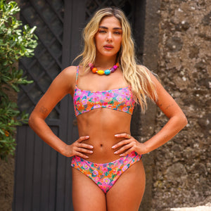 Lettuce Frill Thong Bikini Bottom - Summer Glow