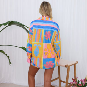 Long Sleeve Beach Shirt - Seaside Stripe