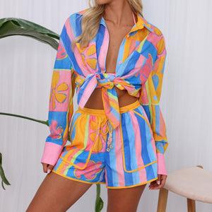 Long Sleeve Beach Shirt - Seaside Stripe
