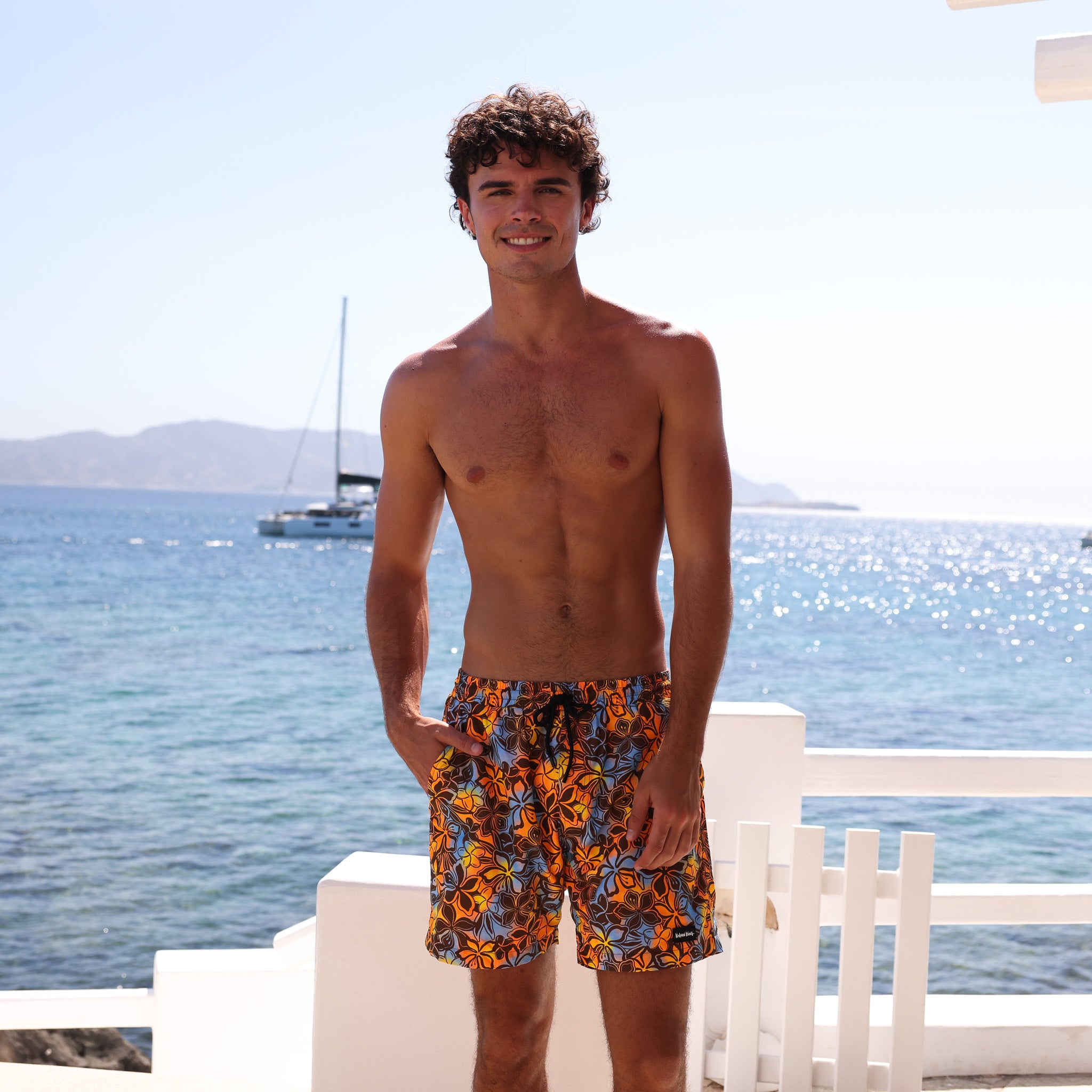 THE SHISHIKUI シシクイ Cami Short / CAMEL Men's Swim Trunks - Frangipani Fizz –Kulani Kinis