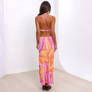Mesh Ring Maxi Dress - Sunrise Swirl