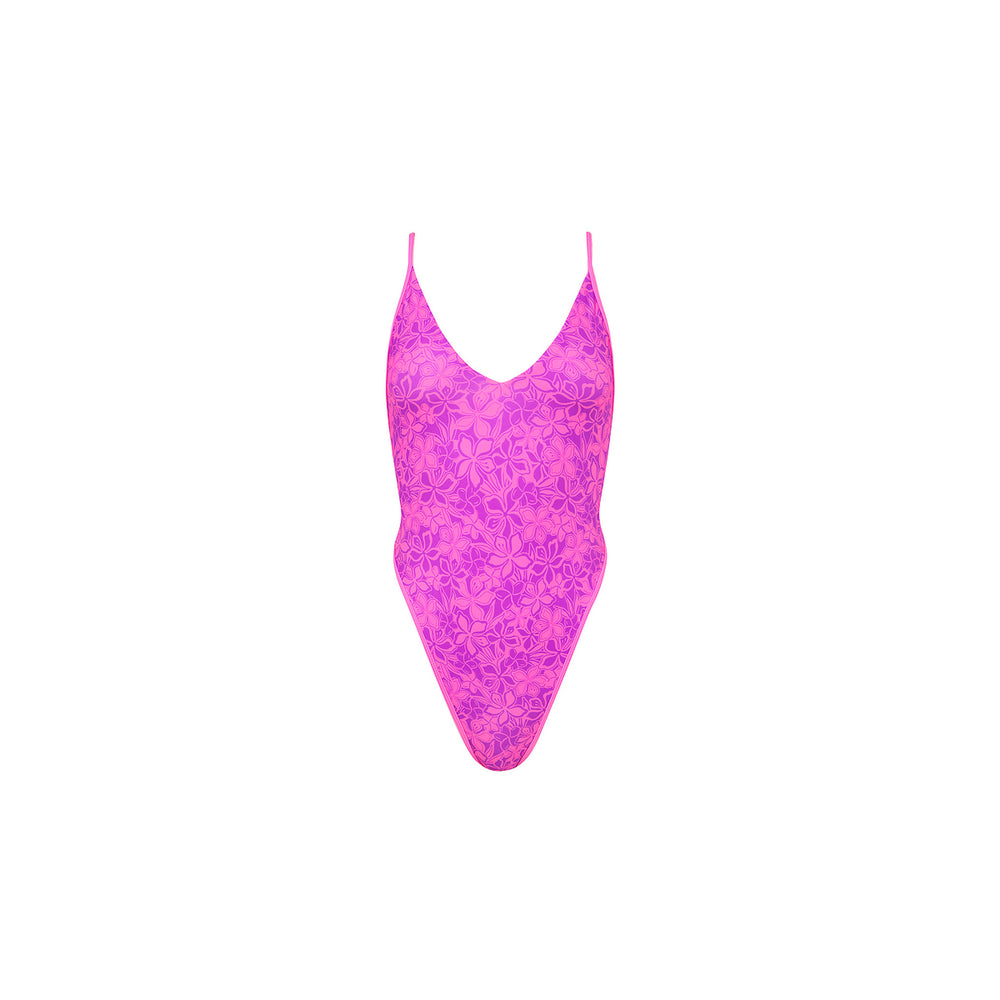 Plunge Cross Back One Piece - Bubble Berry