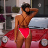 Plunge Cross Back One Piece - Cherry Cola
