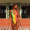 Plunge Halter Tie One Piece - Island Escape