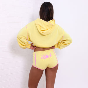 Puff Paint Cropped Hoodie - Custard Cloud