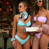 Ruched Bow Bralette Bikini Top - Mint Macaron