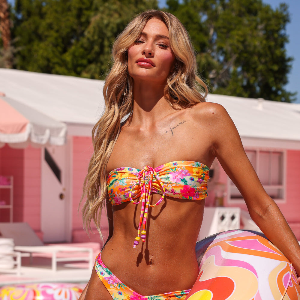 Ruched Tie Bandeau Bikini Top - Peachy Pocket