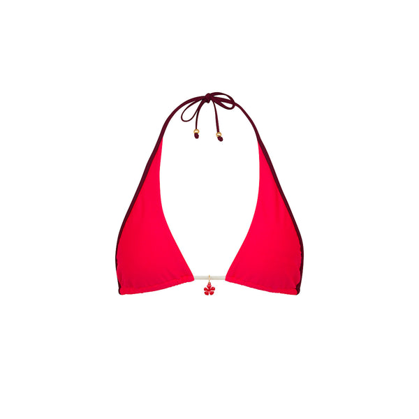 Bind Tie Halter Bikini Top - Cherry Cola