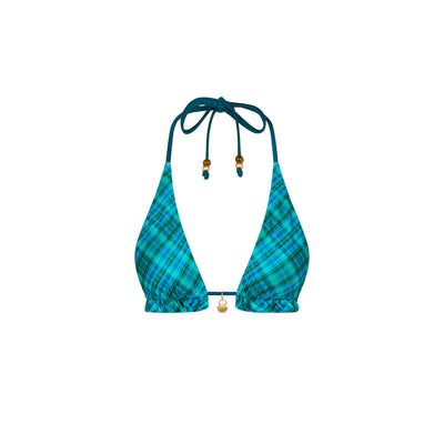Frill Halter Bralette Bikini Top - Tropic Dip
