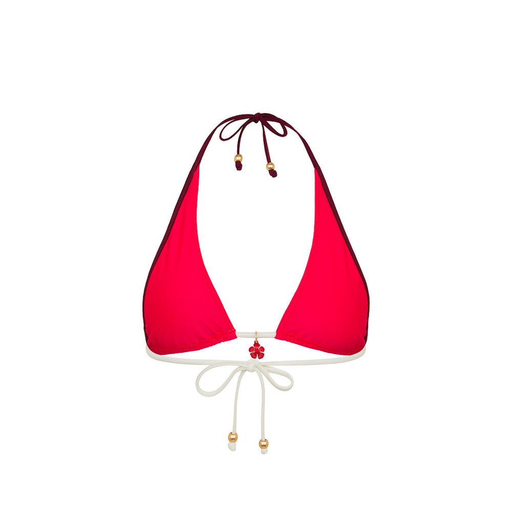 Bind Tie Halter Bikini Top - Cherry Cola