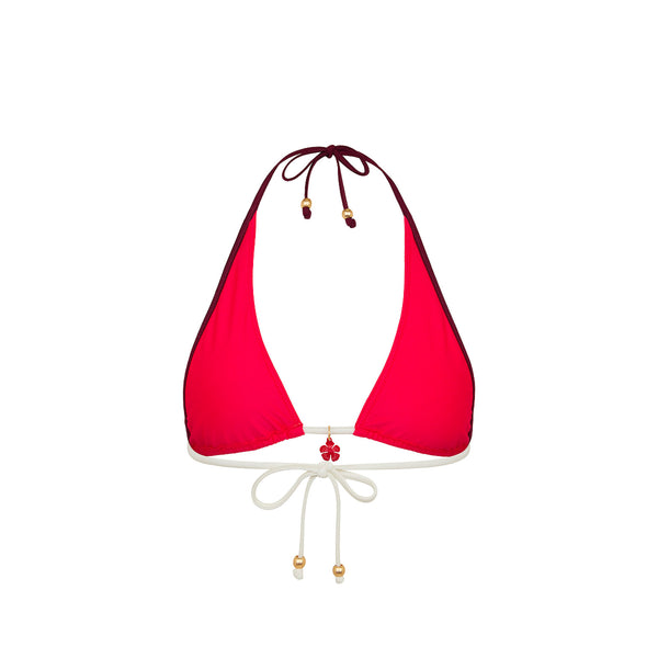 Bind Tie Halter Bikini Top - Cherry Cola