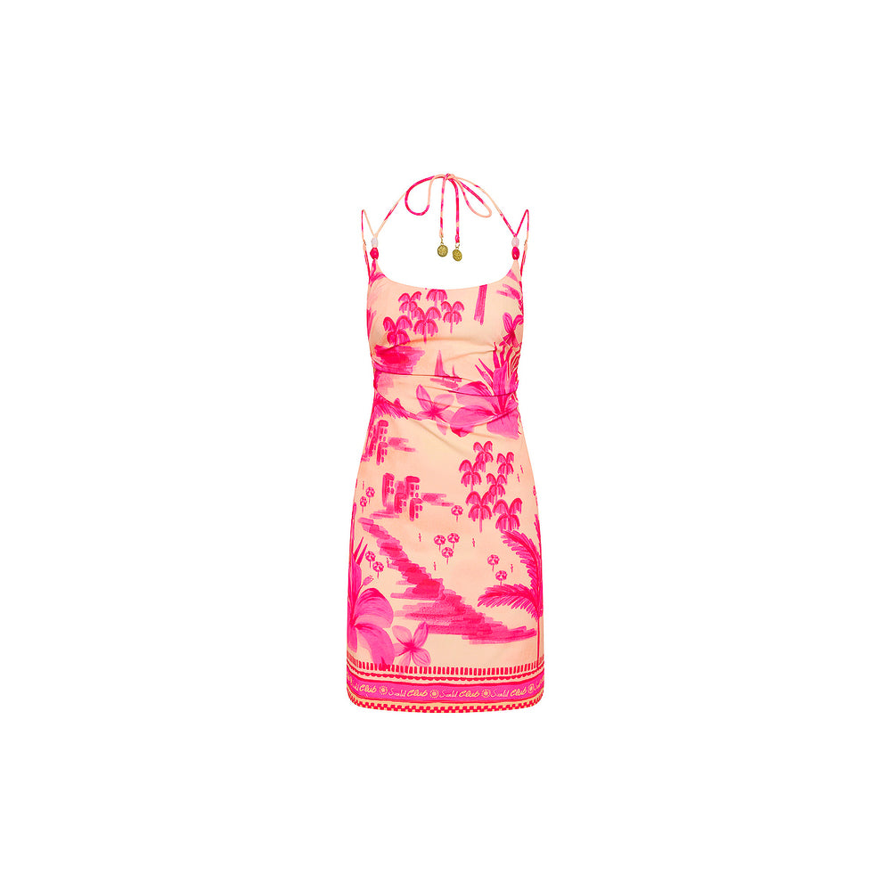 pink string dress One-Shoulder String Maxi Dress