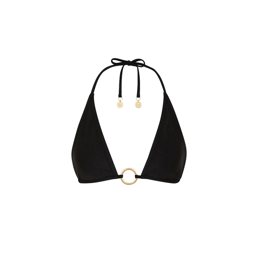 Ring Halter Bikini Top - Twilight Black