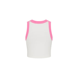 Embroidered Crop Tank Top - Pink Skies