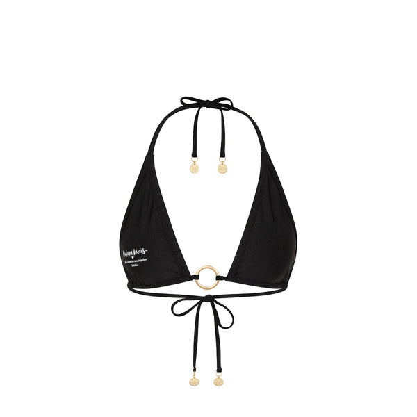 Ring Halter Bikini Top - Twilight Black