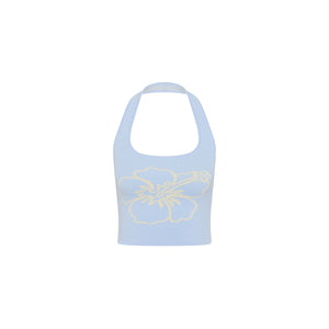 Knit Halter Tank Top - Floral Fizz