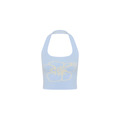 Knit Halter Tank Top - Floral Fizz