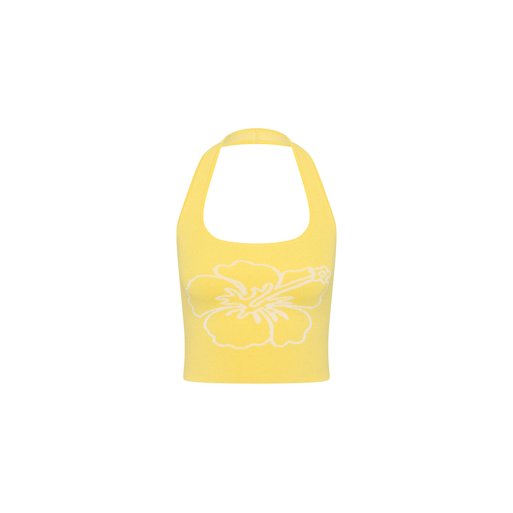 Knit Halter Tank Top - Sunny Honey