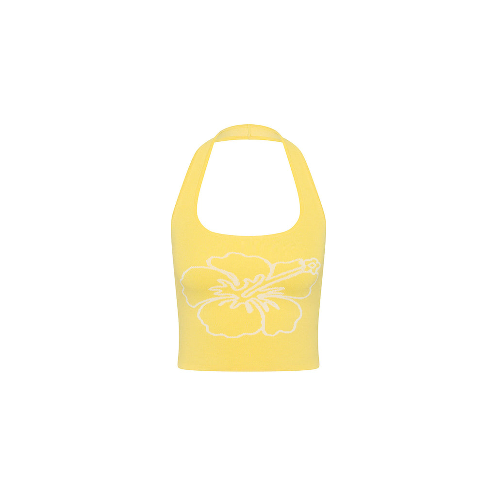 Knit Halter Tank Top - Sunny Honey