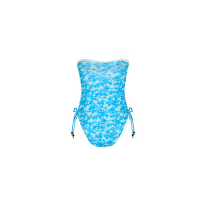 Ruched Bandeau Classic Cut One Piece - Ocean Paradise
