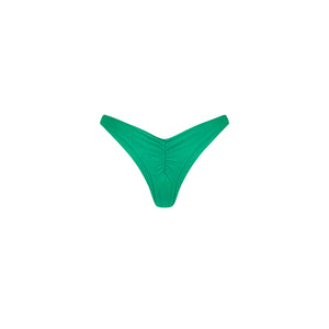 Gathered Deep V Thong Bikini Bottom - Island Lush