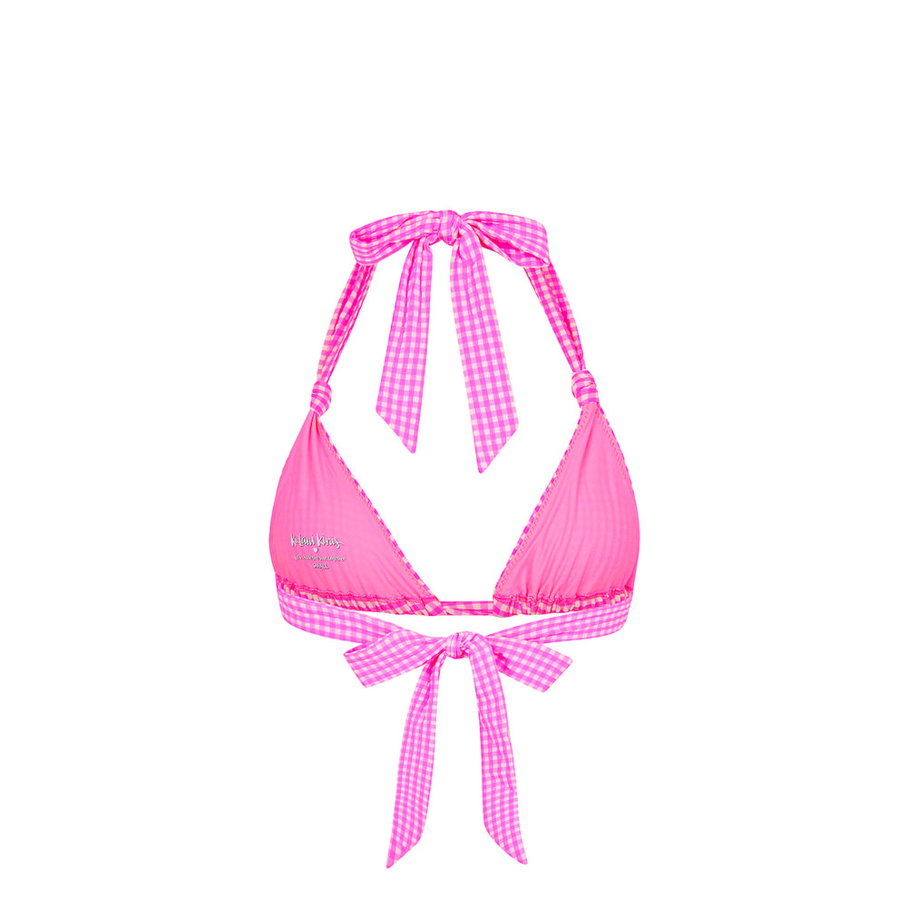 Soft Knot Halter Bikini Top - Pink Diva