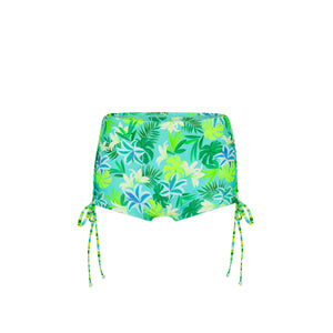 Ruched Tie Cheeky Swim Short - Neon Splice