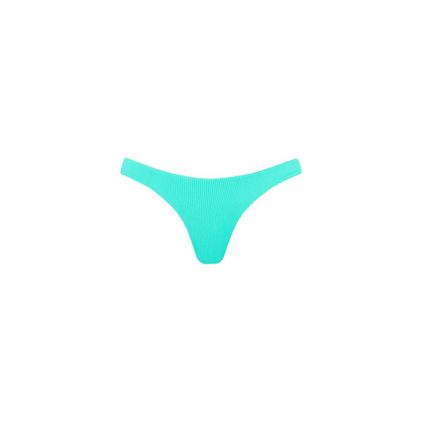 Minimal Cheeky Bikini Bottom - Aqua Ribbed