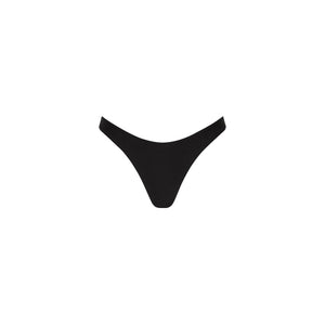 Gathered Deep V Thong Bikini Bottom - Twilight Black