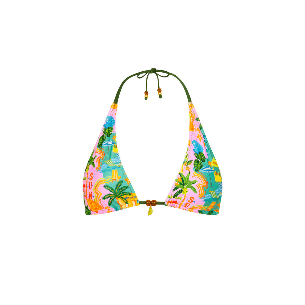 Classic Tie Halter Bikini Top - Sunlit Spritz