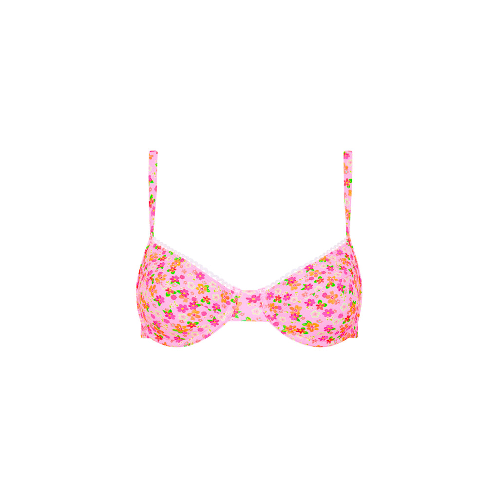 Ditzy Underwire Bra Bikini Top - Frangipani Fever