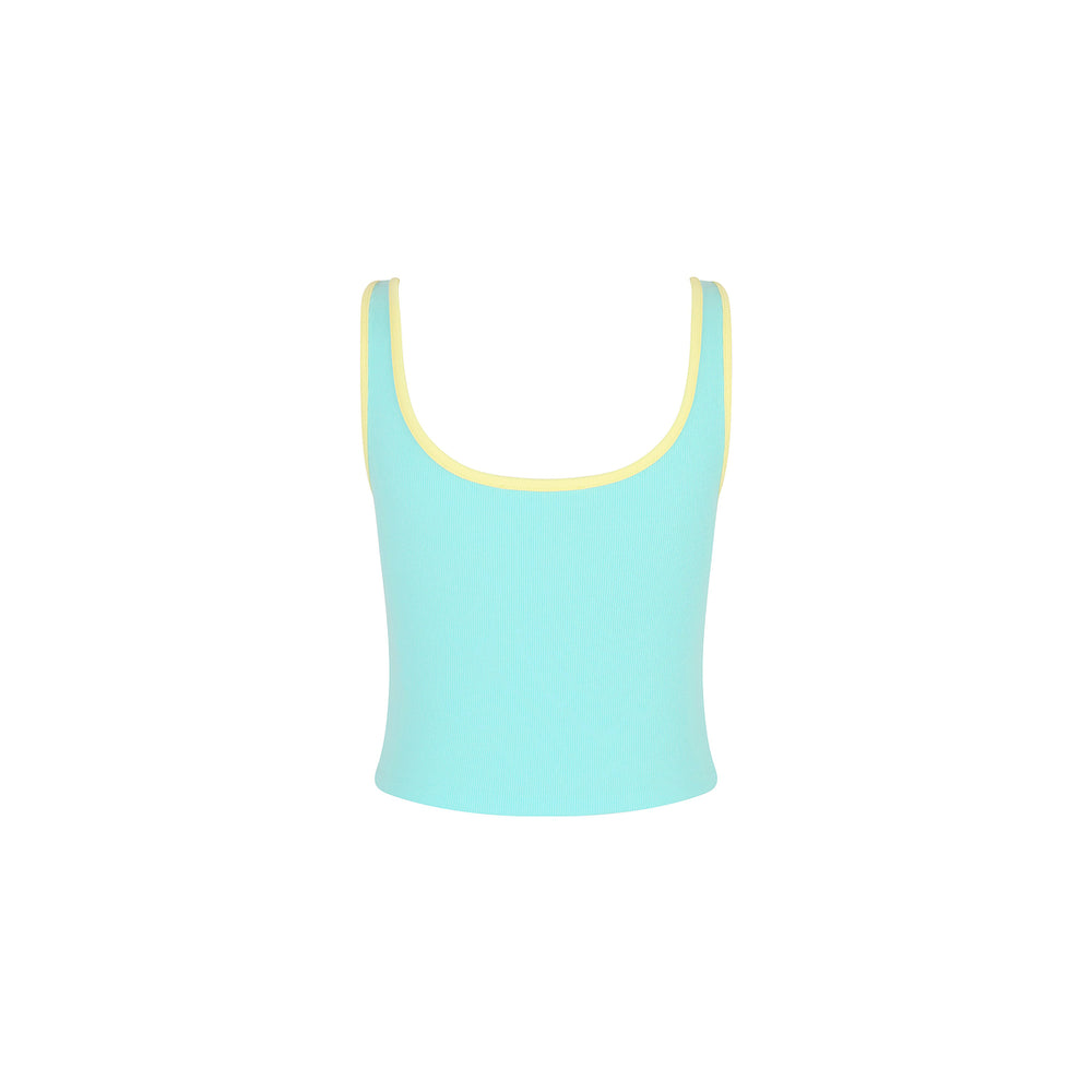 Embroidered Square Neck Tank Top - Pastel Tides
