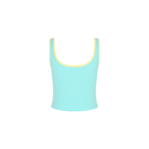 Embroidered Square Neck Tank Top - Pastel Tides