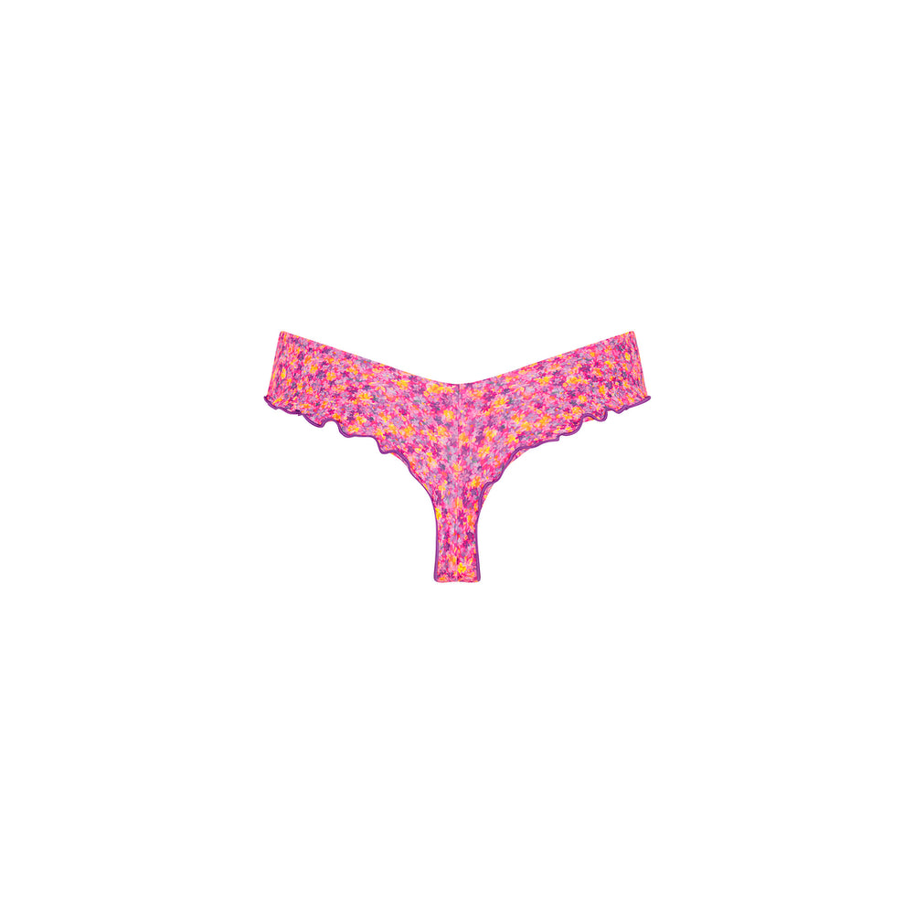 Lettuce Frill Thong Bikini Bottom - Gelato Bloom