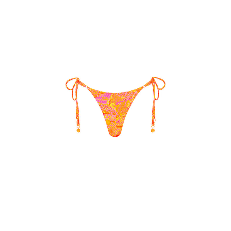Thong Tie Side Bikini Bottom - Citrus Sunrise