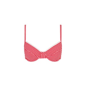 Scallop Crochet Underwire Bra Bikini Top - Strawberry Siesta