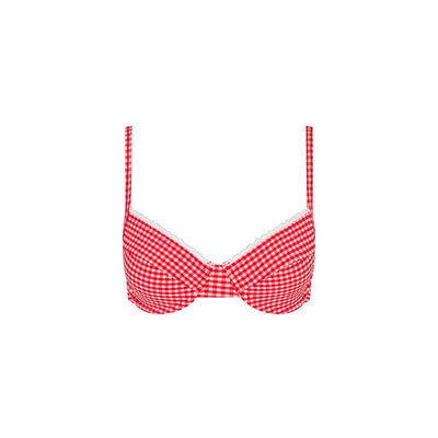 Scallop Crochet Underwire Bra Bikini Top - Strawberry Siesta